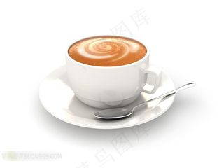 汤匙与白色咖啡杯