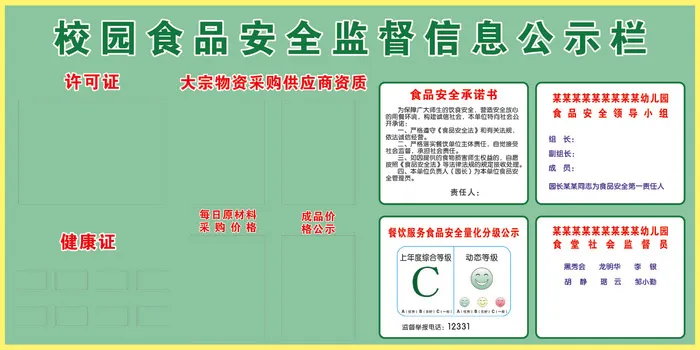 校园 幼儿园食品安全公示cdr矢量模版下载