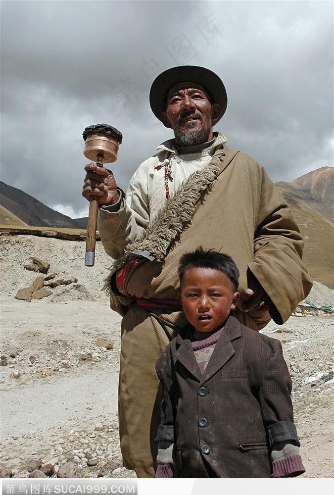 西藏人文风情-父亲和小孩