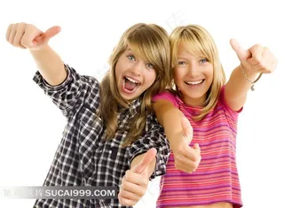 儿童时尚系列 - 美丽开心的两个女孩子