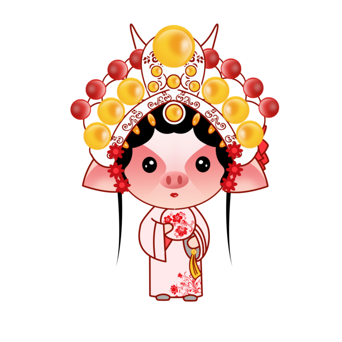 卡通京剧戏剧人物脸谱插画PNG图片 国潮中国风Q版戏剧人物PS素材