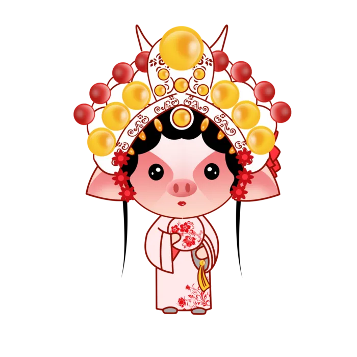 卡通京剧戏剧人物脸谱插画PNG图片 国潮中国风Q版戏剧人物PS素材