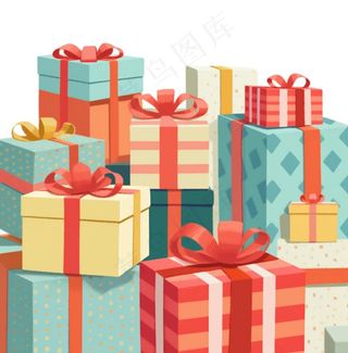 礼物礼盒卡通插画免抠
