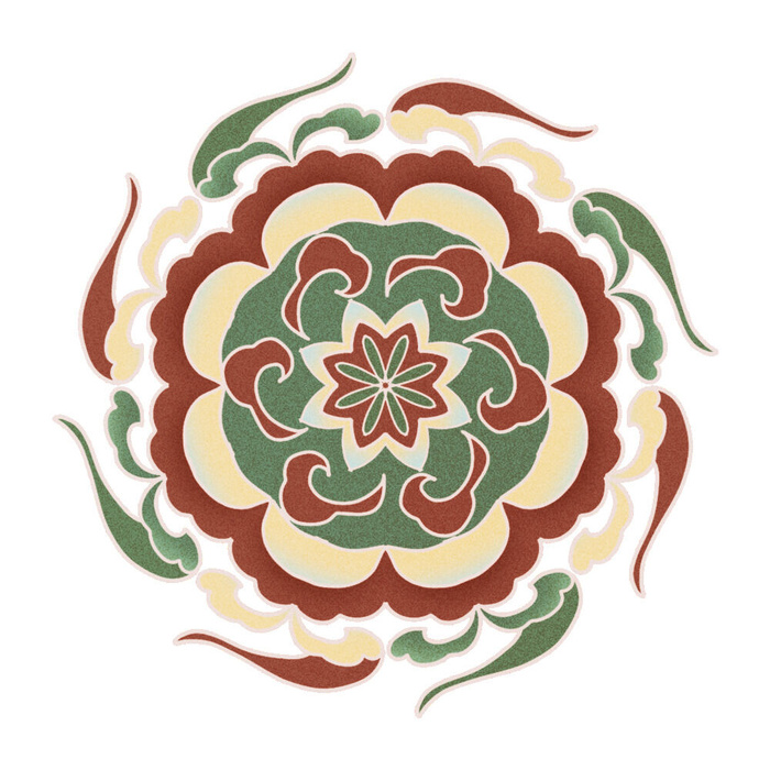 复古中式国潮风敦煌花纹装饰图案花卉藻井肌理圆形边框素材(1000x1000)psd模版下载