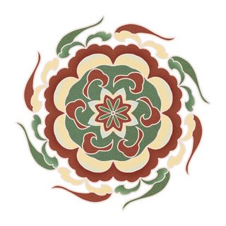 复古中式国潮风敦煌花纹装饰图案花卉藻井肌理圆形边框素材