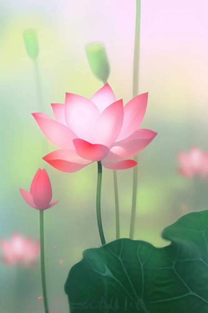 简约清新粉色荷花背景(896x1344)