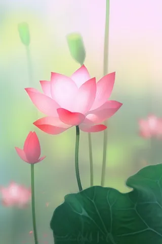简约清新粉色荷花背景