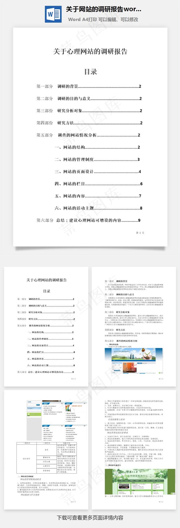 关于网站的调研报告word文档