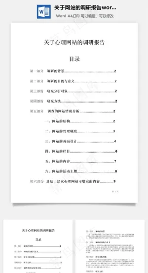 关于网站的调研报告word文档