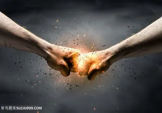 拳击激情的对撞创意高清图片