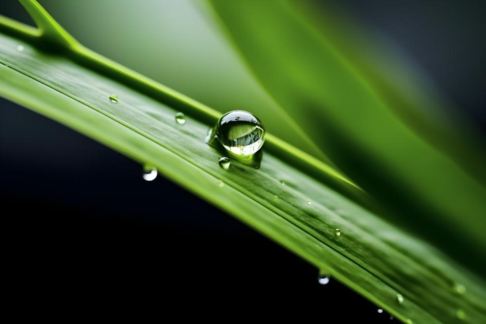 枝叶树叶绿色水滴露珠清新背景