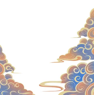 中国风国潮祥云插画手绘云彩图案海报云层装饰背景PSD设计素材