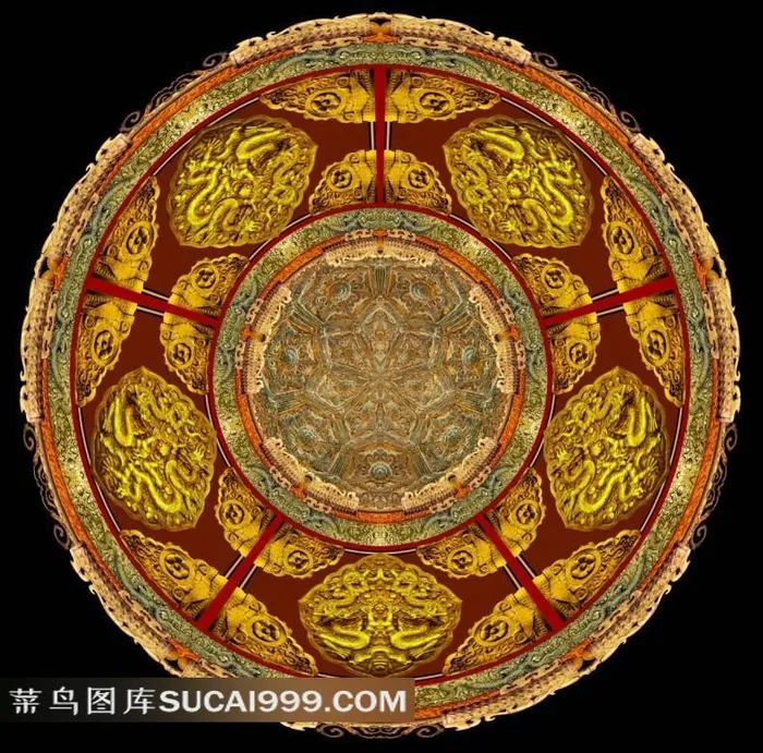 中国古典龙纹浮雕精美团花图案