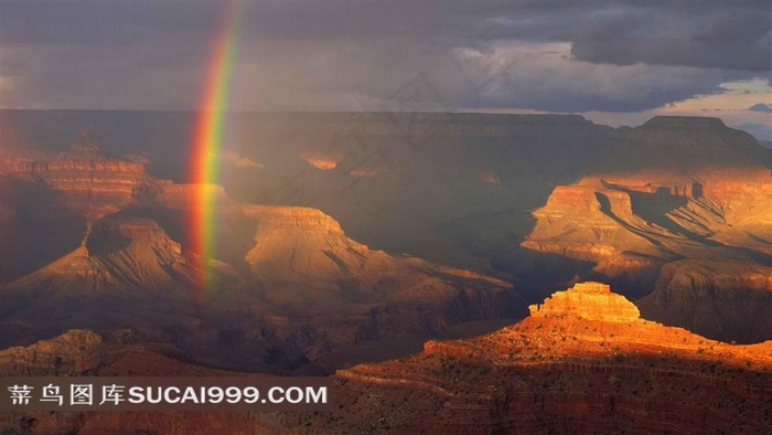 雨后彩虹桥自然风景高清桌面壁纸之沙漠天空