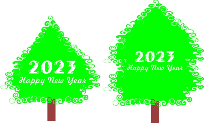 2023兔年新年快乐圣诞树卡通元素
