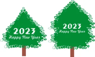 2023兔年新年快乐圣诞树卡通元素