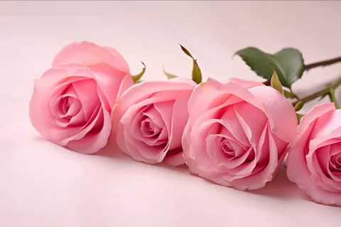 粉红玫瑰花浅粉背景摄影图