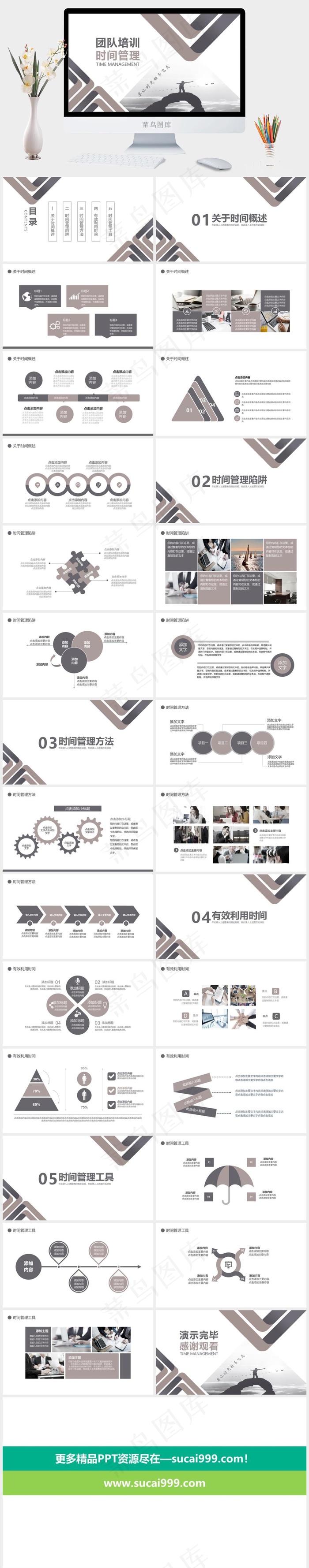 公司团队商务培训时间管理动态PPT模板