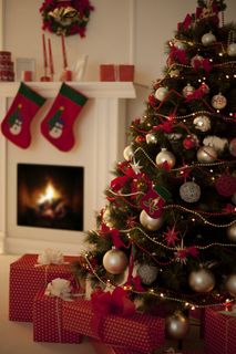 圣诞节新年圣诞树装饰挂件金色银色黄色圣诞球特写近景(14)