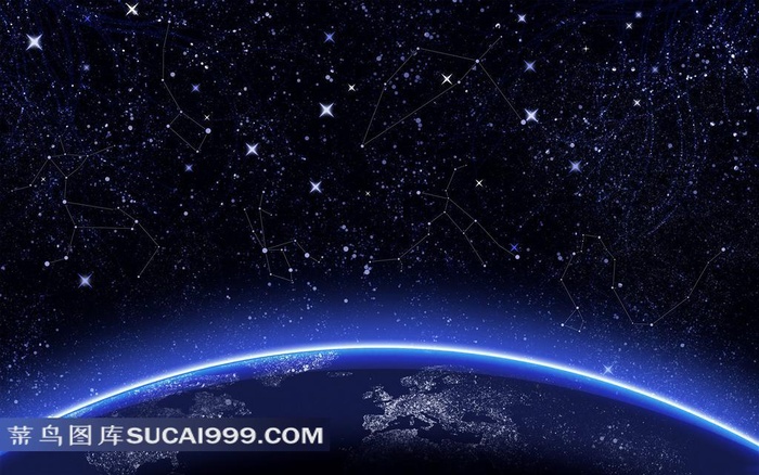 星空下发光的地球