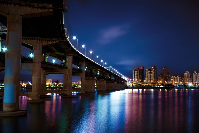 高清唯美城市大桥夜景