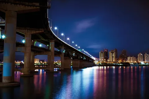 高清唯美城市大桥夜景