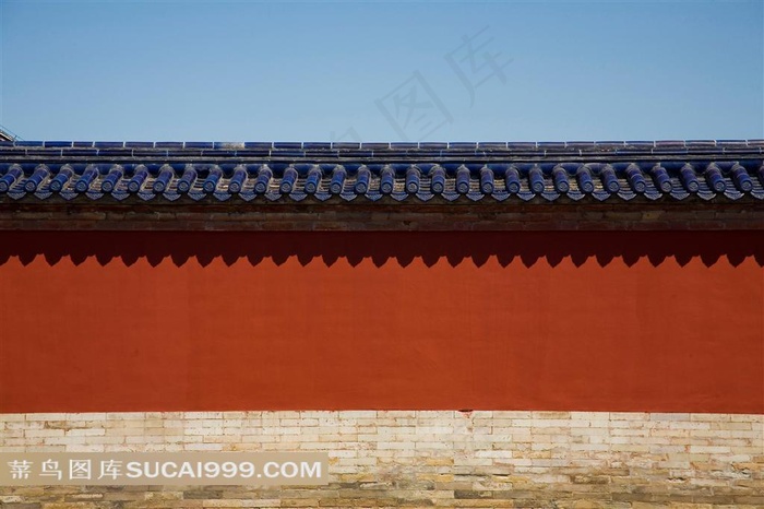 北京古典建筑围墙琉璃瓦素材