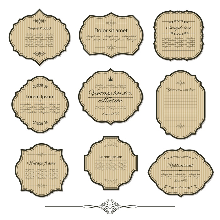 免抠复古竖纹标签