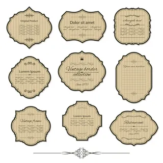 免抠复古竖纹标签