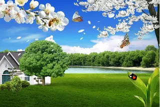 现代风景花园背景墙