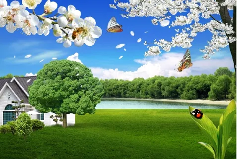 现代风景花园背景墙 现代风景花园背景墙