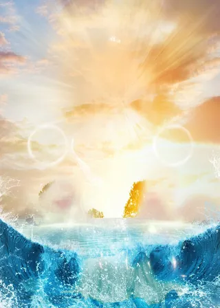 蓝海天空玄关背景