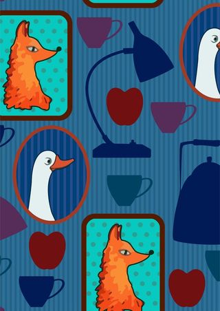 家居背景墙 狐狸天鹅