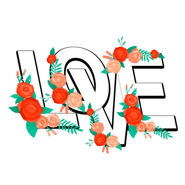 设计love字装饰情人节psd模版下载