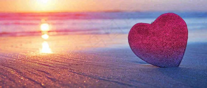 情人节浪漫海边沙滩爱心落日温馨(1680x720)