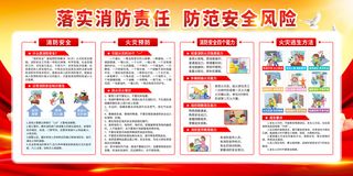 黄色风格119消防日展板全国消防日