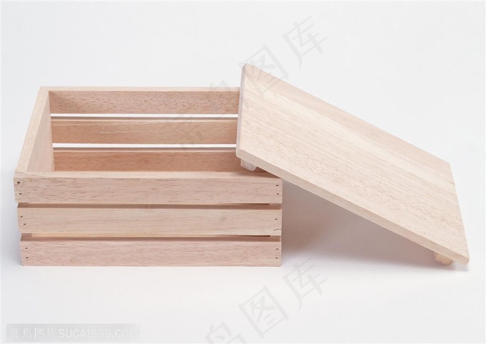 木质盒子和盖子特写