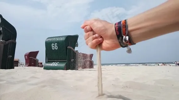 海滩, 海, 水, 沙, 手, 假期, 夏天, 海岸, 自然