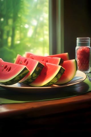 桌上切开的西瓜背景