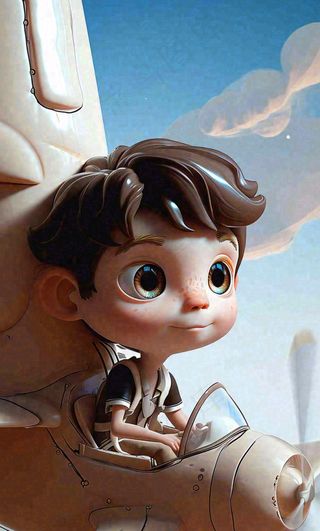 卡通飞行男孩少年可爱儿童节日，玩耍乐趣玩具