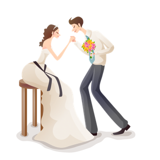 婚纱卡通人物婚礼白纱结婚婚纱摄影手绘