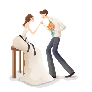 婚纱卡通人物婚礼白纱结婚婚纱摄影手绘