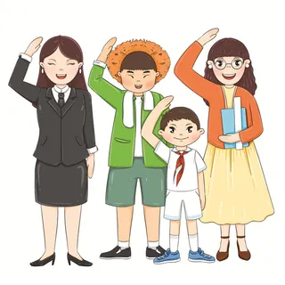 国庆节各行各业敬礼爱国插画