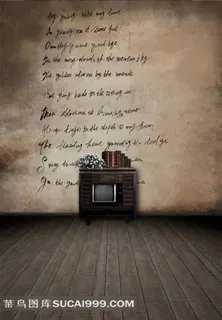 电视机字母墙面摄影背景图片