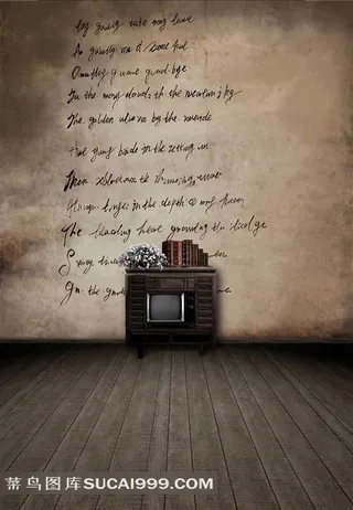 电视机字母墙面摄影背景图片