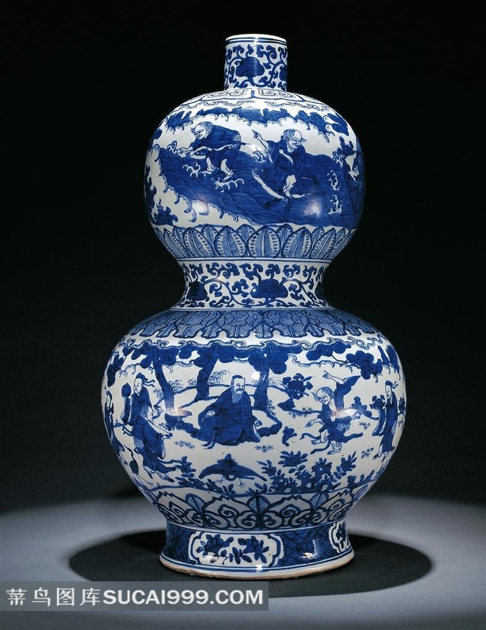 古典精美人物画葫芦瓶