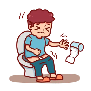 坐在马桶上拉肚子的男人卡通