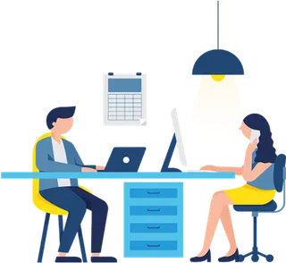 卡通办公同事素材科技kv主视觉素材