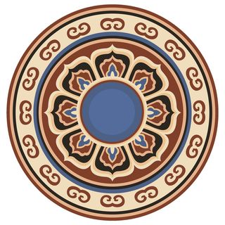 复古中式国潮风敦煌花纹装饰图案花卉藻井肌理圆形边框素材