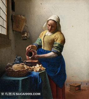 倒牛奶的女仆油画